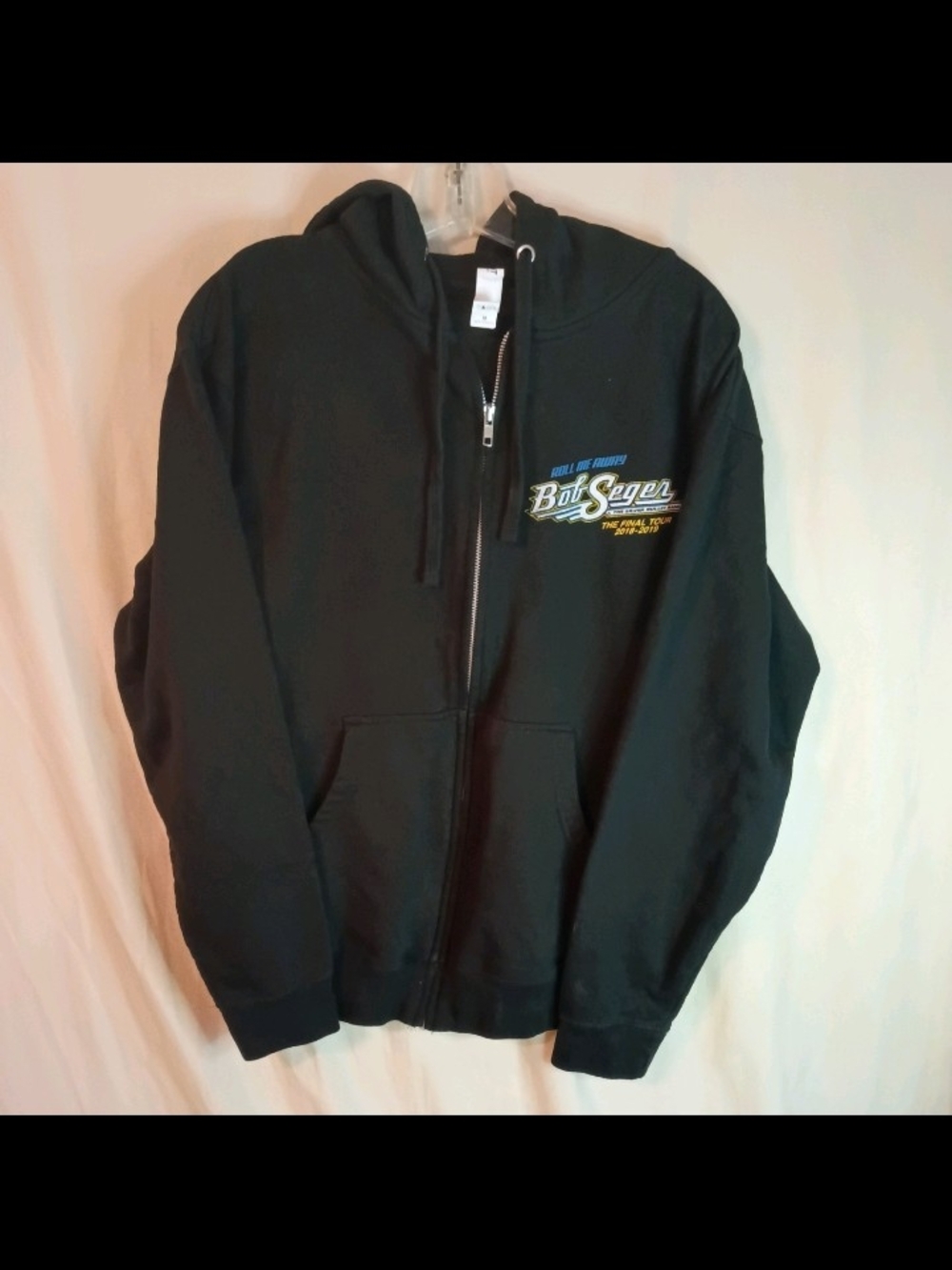 BOB SEGER Roll Me Away FINAL CONCERT TOUR 2018-19 Full Zip Hoodie BLACK, Medium